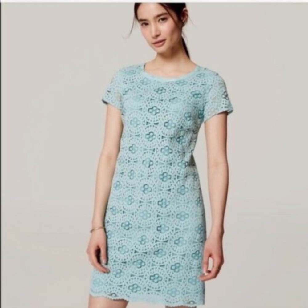 👗 NWT Ann Taylor Loft blue lace dress